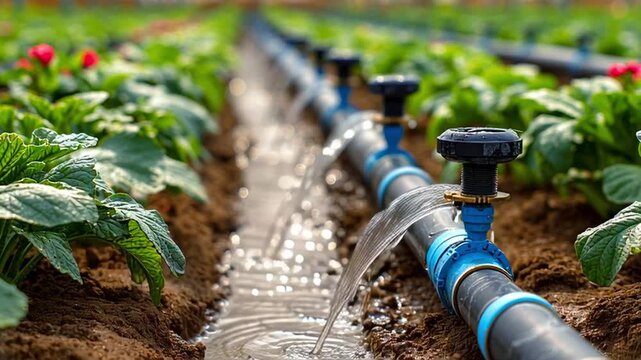 Drip Irrigation Pipe Watering Vegetable Bed