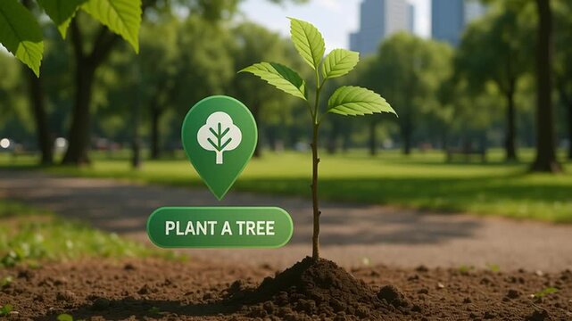 Plant a Tree Button by Fresh Sapling in City Park