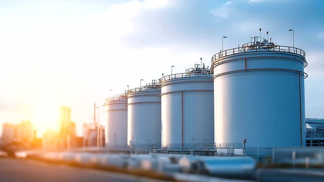 Liquefied natural gas storage tanks with cryogenic insulation and safety monitoring systems specialized equipment handling super cooled gas storage for energy distribution