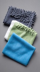 Four colored microfiber cleaning cloths