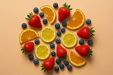 Naklejka premium Colorful Fruit Circle Composition