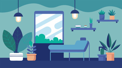 Fototapeta premium Calming Environment The clinic featuring soothing plants and ambient lighting creating a calming atmosphere for the patient during the consultation.