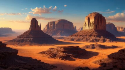 Naklejka premium Desert landscape at sunset