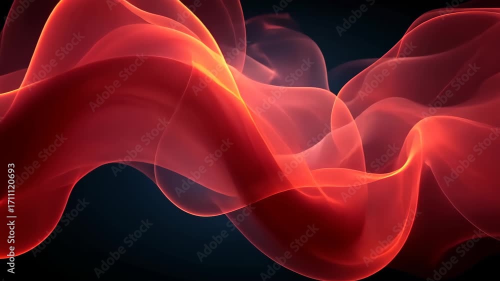 Poster red flowing abstract art: a visually stunning abstract image of dynamic red ribbons, fluidly and art