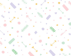 Pastelowy, bezszwowy wz&oacute;r z elementami roślinnymi i geometrycznymi