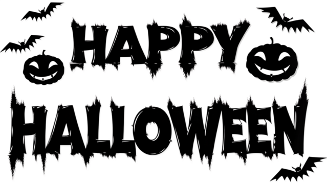 Vector art of a distressed black silhouette of the words happy halloween frame