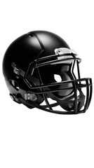 Fototapeta premium Sleek black American football helmet with facemask on isolated transparent background