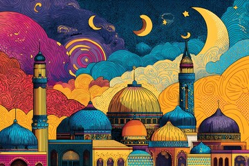 pop art style Islamic New Year