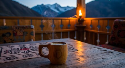 Expérience du thé au beurre du Bhoutan, préparé selon la tradition et dégusté dehors