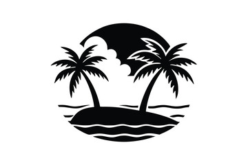 beach silhouette vector icon