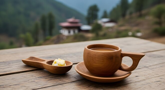 Erleben Sie traditionellen bhutanischen Buttertee, im Freien serviert