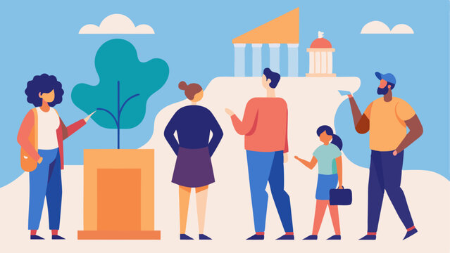 Field Trip Experience Adults on an educational field trip exploring a museum or park engaging with exhibits showing experiential learning.