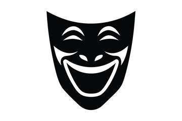 comedy mask silhouette vector icon