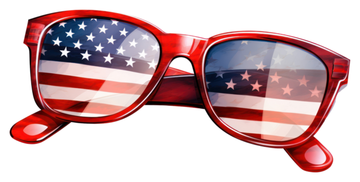 PNG A red sunglasses with US Flag on lens flag white background accessories. - Powered by Adobe