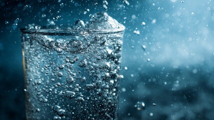 Sparkling water glass bubbles