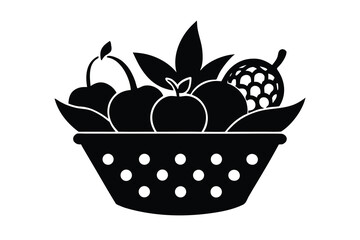 fruit basket silhouette vector icon