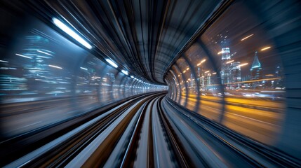 Obraz premium Urban transit tunnel night view