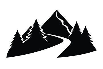 Fototapeta premium hiking trail silhouette vector icon