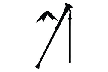 hiking stick silhouette vector icon