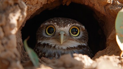 Captivating Burrowing Owl Portrait: A Close-Up Encounter in Natural Habitat