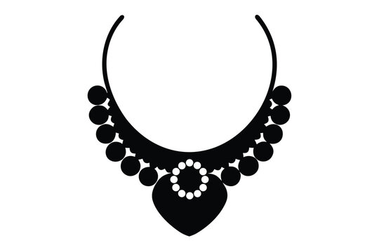 black necklace with heart pendant design clip art preview