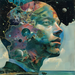 The human head shows consciousness, creativity, and 
 thinking in an abstract way