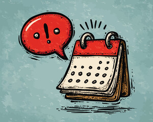 Kalendarz i pęcherzyk mowy - ilustracja wektorowa