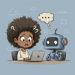 Dziewczynka i robot: Ilustracja wektorowa