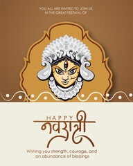 festival dhamaka of Happy Dussehra Navratri background Template Design celebration of festival of durga puja with text in bengali Durga  puja meaning Happy durga puja