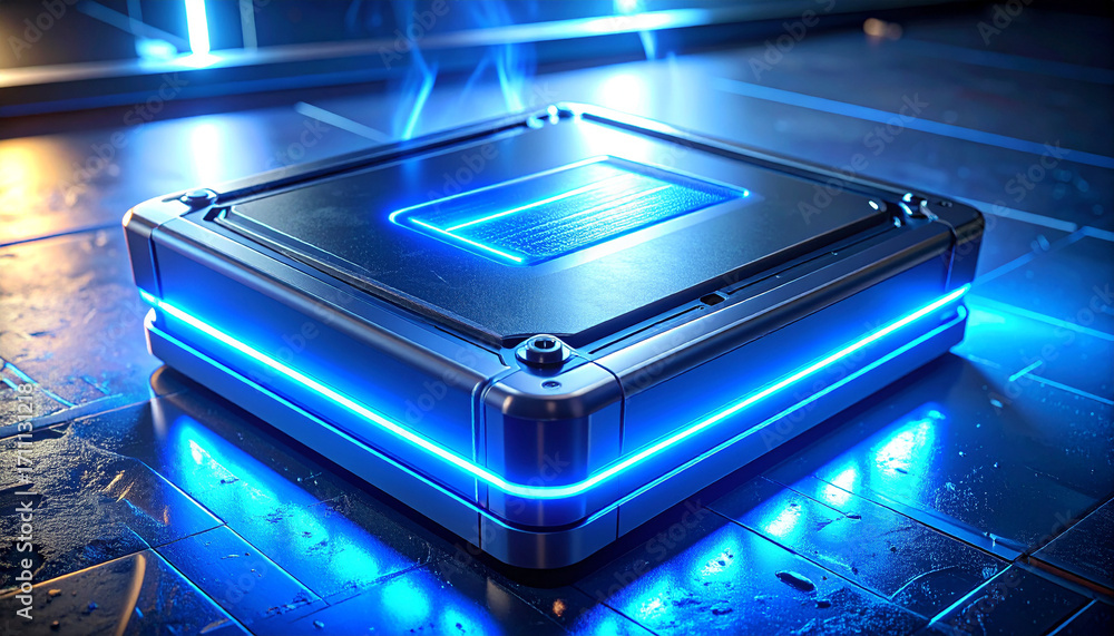 Poster futuristic processor design: this captivating close-up reveals a high-tech central processing unit, 