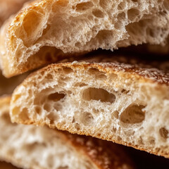 Bread with sesame seeds fresh close up loaf slice texture breakfast snack bakery meal