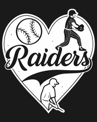 Raiders Heart Script Vector Design – Sports Fan T-Shirt Artwork