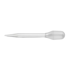 Fototapeta premium A single clear plastic transfer pipette isolated on white. PNG Transparent