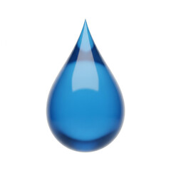 A single perfect blue water droplet isolated on white. PNG Transparent