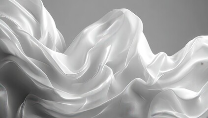 Elegant flowing white sheer fabric with soft waves and highlights.