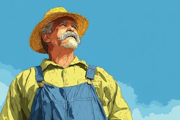 Pop art style farmer color background