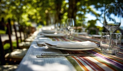 Elegant Outdoor Dining Table Setting Ready for a Celebration.