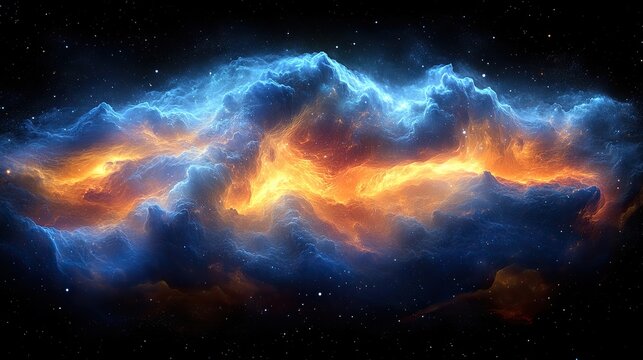Spectacular cosmic cloudscape with vibrant celestial colors and starry sky background - Powered by Adobe