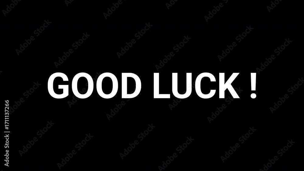 Aufkleber animated good luck message with abstract black and white shapes motion background. 4k text animated 