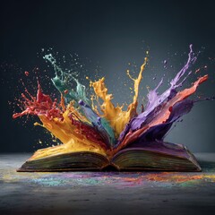 Vibrant Colors Exploding from an Open Book Creative Imagination.