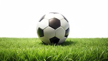 Soccer Ball on Green Grass with Abstract Colorful Background football sport Cutout PNG Ai isolated on a transparent background