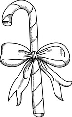 Candy Cane with Ribbon Sketch