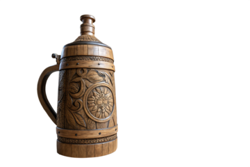 Crafting unique wooden beverage container artisan workshop product photography rustic setting close-on AI Generated by PNG