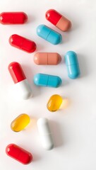 Generative AI: Assorted Capsules Arranged on White Surface.