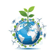 Naklejka premium Eco-Friendly Earth Green Energy, Sustainable Living, and Environmental Harmony