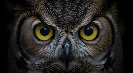 Portrait of a Predatory Owl at Night