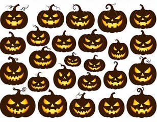 Halloween pumpkin set vector illustration 