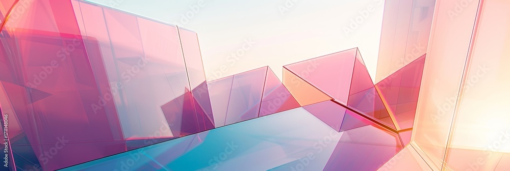 Poster angular patterns and pastel hues come together in a geometric sunrise mirroring the peacefulness of 