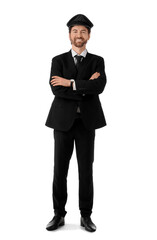 Handsome chauffeur on white background