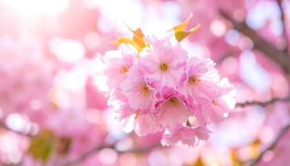 Delicate pink cherry blossoms in soft focus